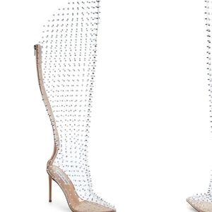 Brand New Vava Studded Pointed Toe Clear Boots